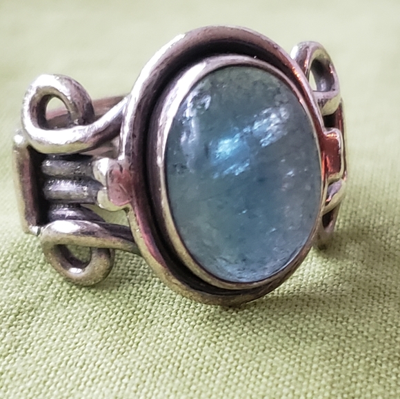 Vintage Jewelry - Womens Sterling Silver Blue Gemstone Ring